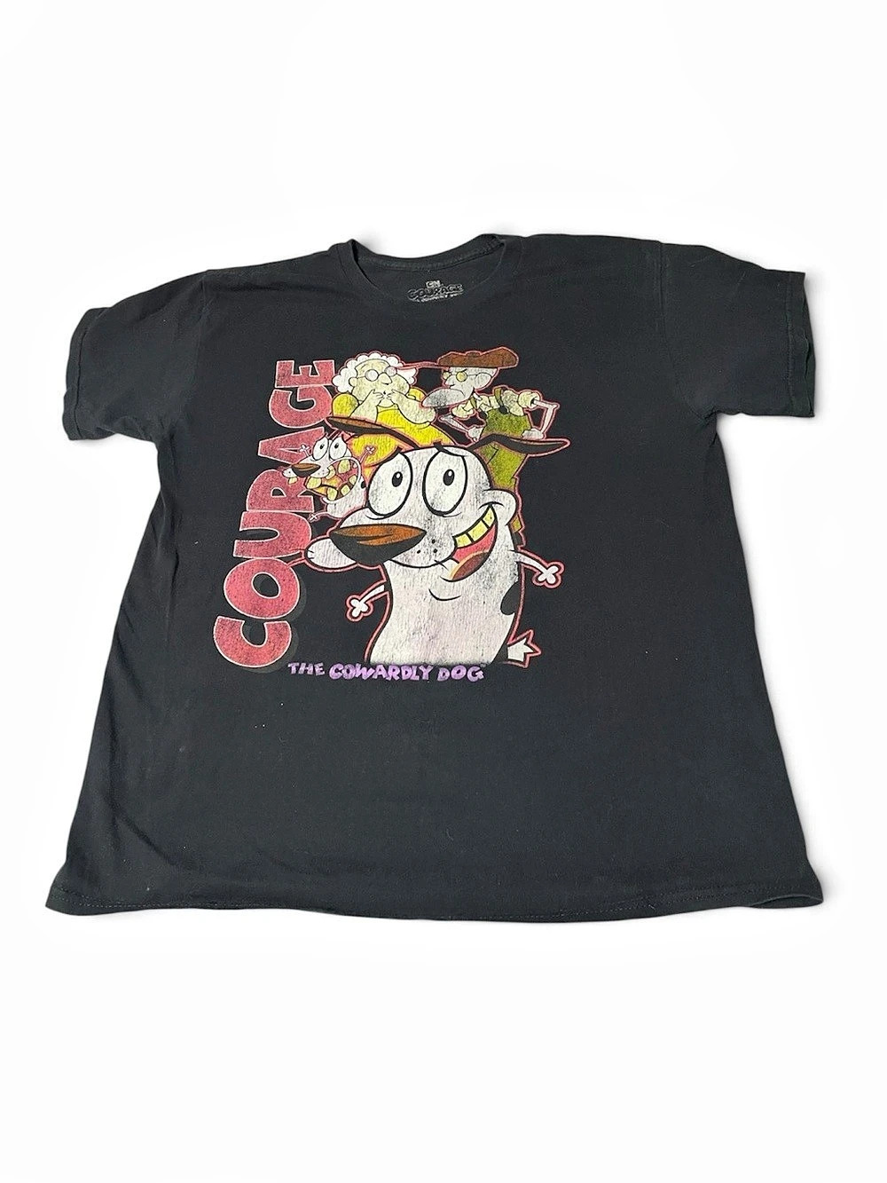 Vintage-Vibe Courage The Cowardly Dog Graphic Tee L